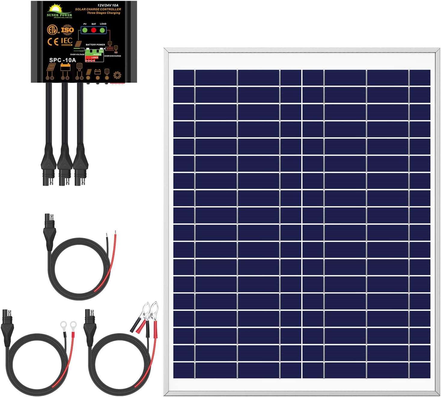 SUNER POWER 50 Watts Mono Crystalline 12V Solar Panel Kits