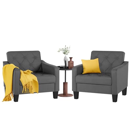 STHOUYN Living Room Chairs Accent Chairs Set of 2, Waiting Room Arm Chairs, Reading Chairs for Bedroom Comfy Club Chair Tufted, Office Small Space (1