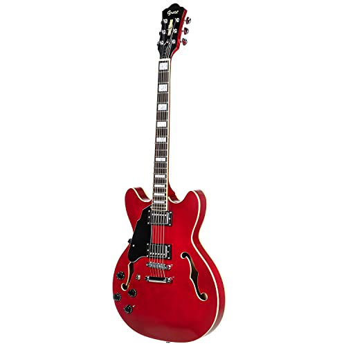 Grote Full Scale Left-Handed Electric Guitar Semi-Hollow Body Guitar Stainless Steel Frets (Vintage Sunburst)