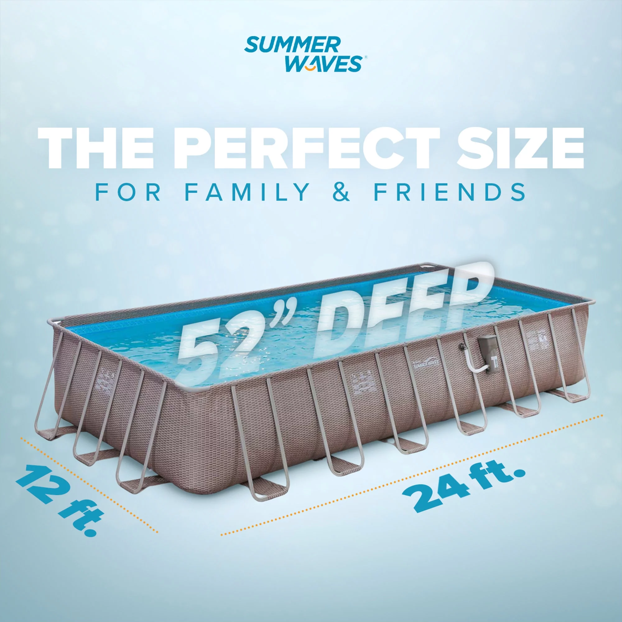 Summer Waves 24 x 12 x 4.5' Rectangle Above Ground Frame Swimming Pool Set
