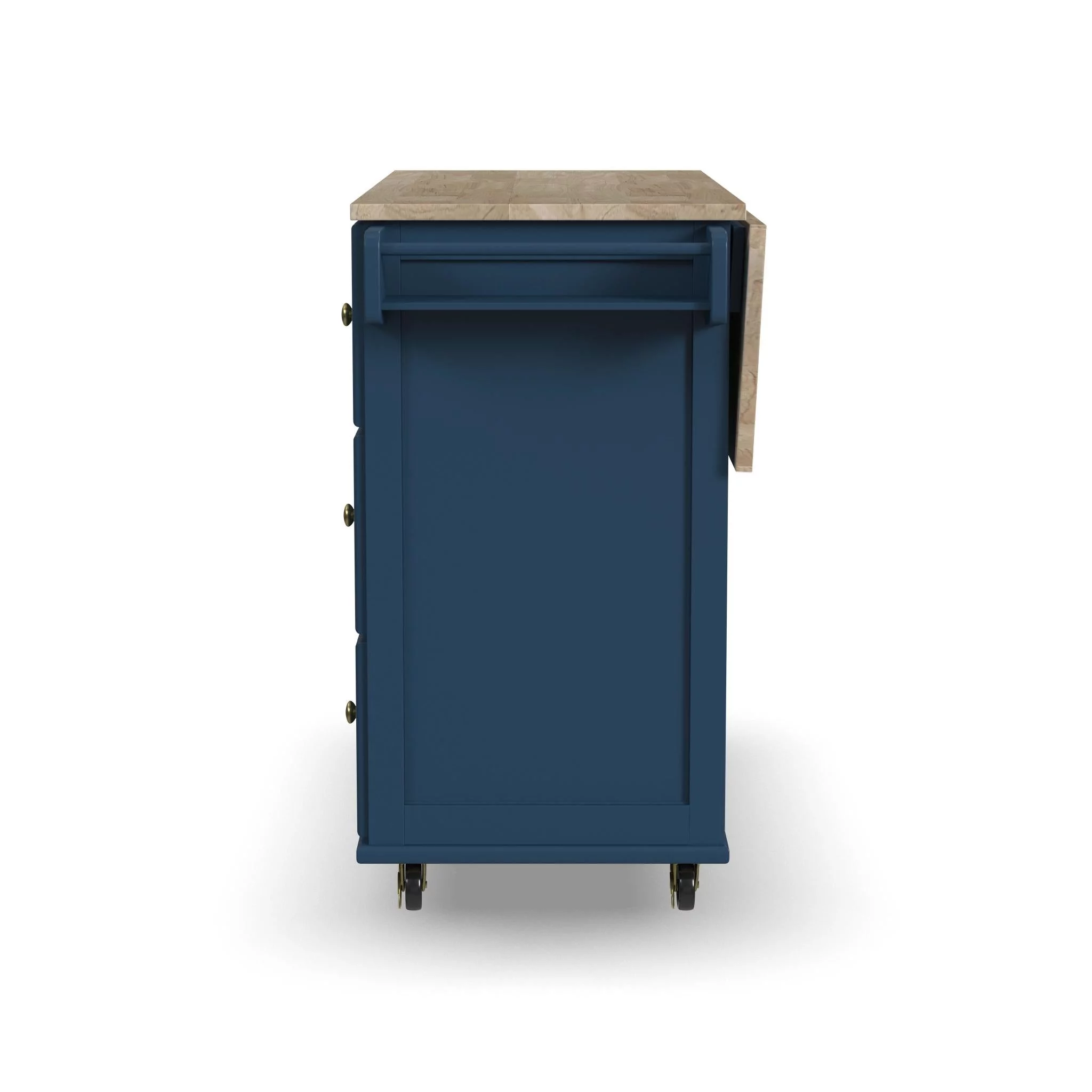 Homestyles Dolly Madison Traditional Engineered Wood Kitchen Cart in Blue/Brass