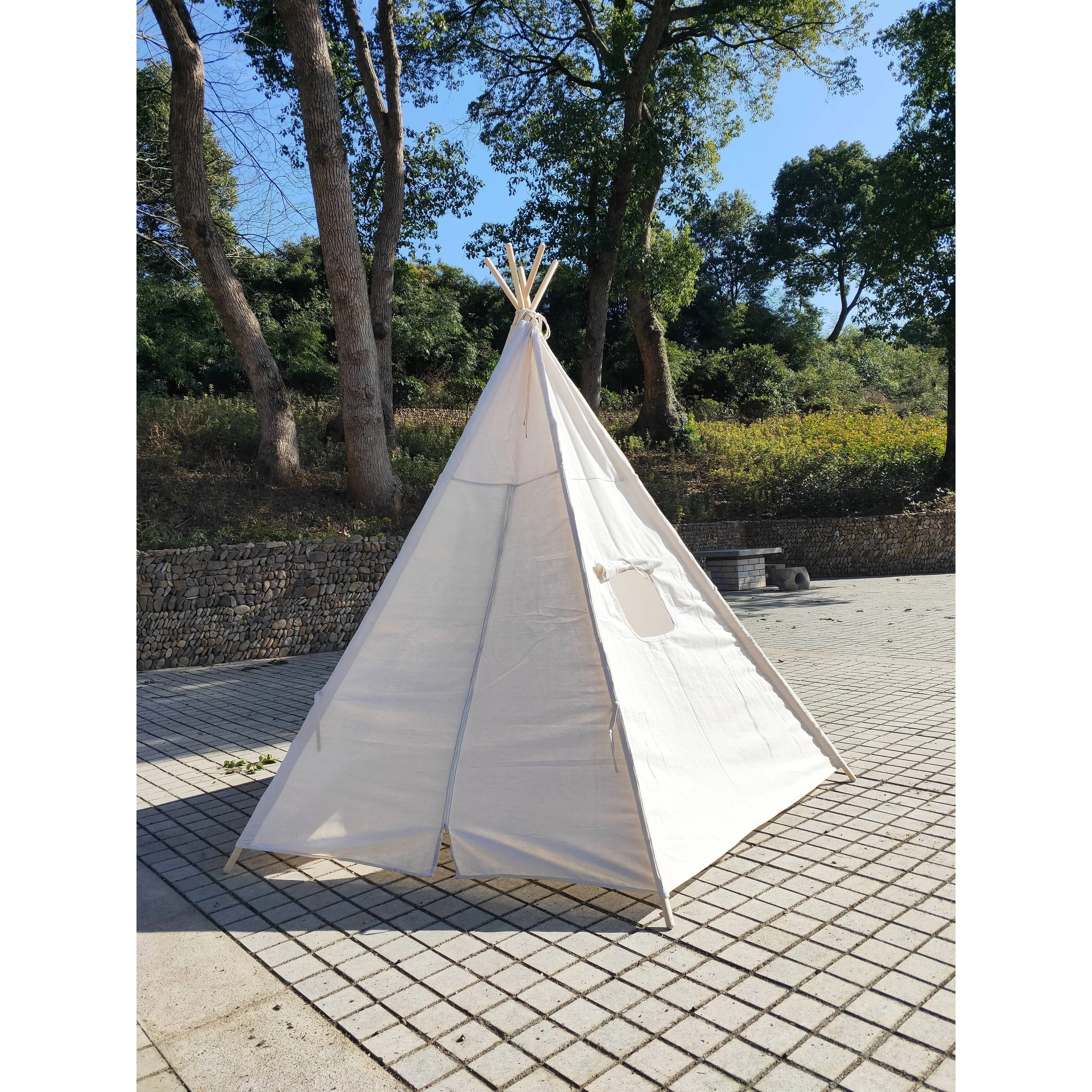 8 Ft Super Large 5Pole OffWhite Teepee Tent for Indoor And Outdoor