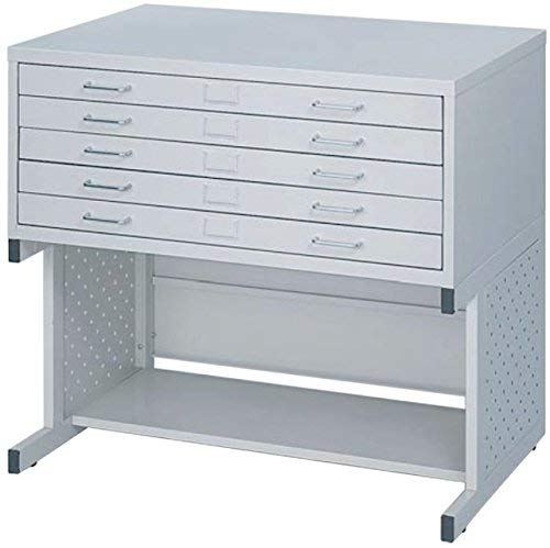 Safco Products 4969LG Facil Steel Flat File, 5 Drawer Metal Cabinet, Small (Optional Base Sold Separately), Light Gray