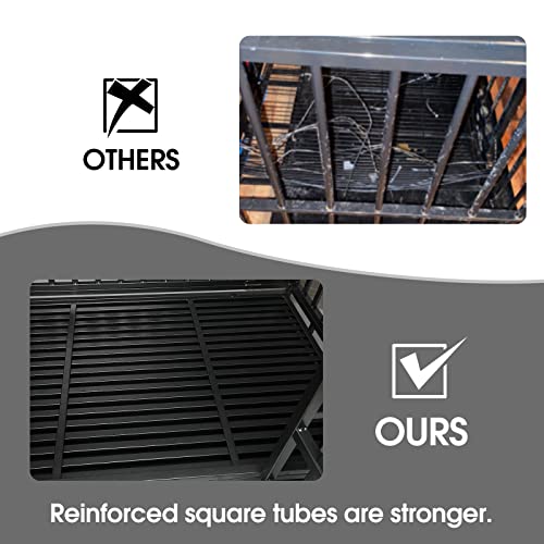 Enhanced Heavy Duty Dog Kennel Crate Cage with Strong Metal Frame, Double Doors and Lockable Wheels, for Extra Large Dog Breeds, Pet Playpen (Square