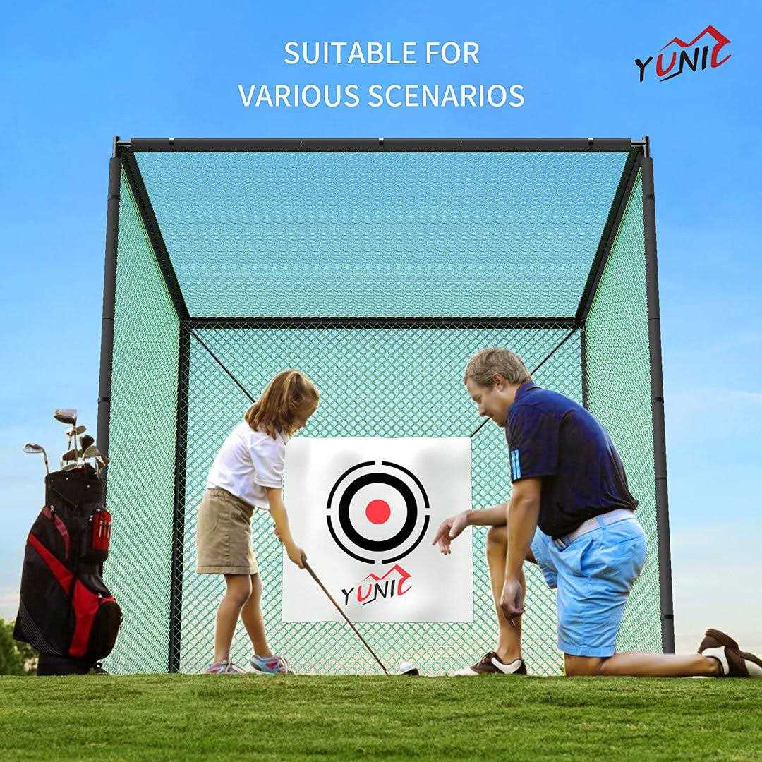 Yunic Golf Driving Cage with Steel Frame Golf Nets for Backyard Driving with Hitting Mat Double Nets Included for Full Swing Chipping Practice Indoor