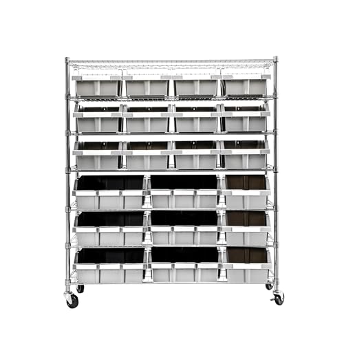 Seville Classics Heavy Duty NSF Bin Rack Solid Steel Wire Shelving Storage Unit, Patented Organizer for Garage, Warehouse, Office, Restaurant