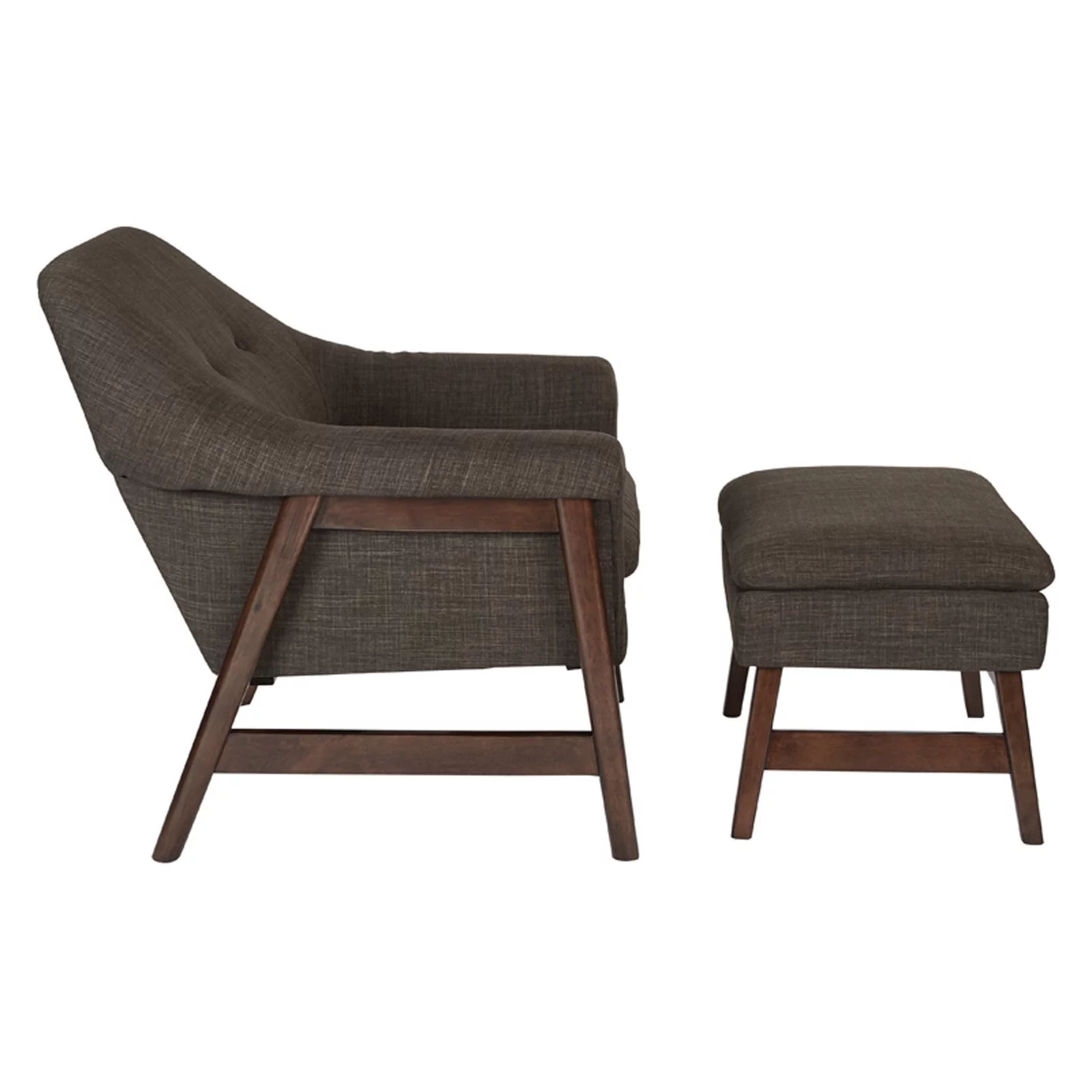 OSP Home Furnishings Flynton Chair & Ottoman in Green Fabric with Medium Espresso Frame ASM - Curated Treasures Market