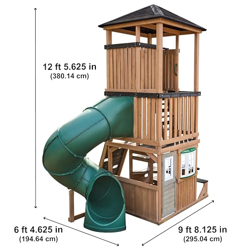 KidKraft Panorama Tower Three-Story Wooden Outdoor Playhouse with Slide