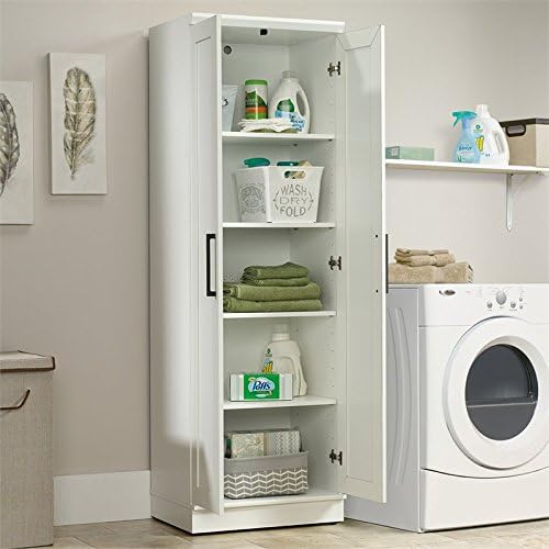 Pemberly Row 23 W Transitional Style Storage Cabinet, Utility Cabinet with Door and Shelves in White
