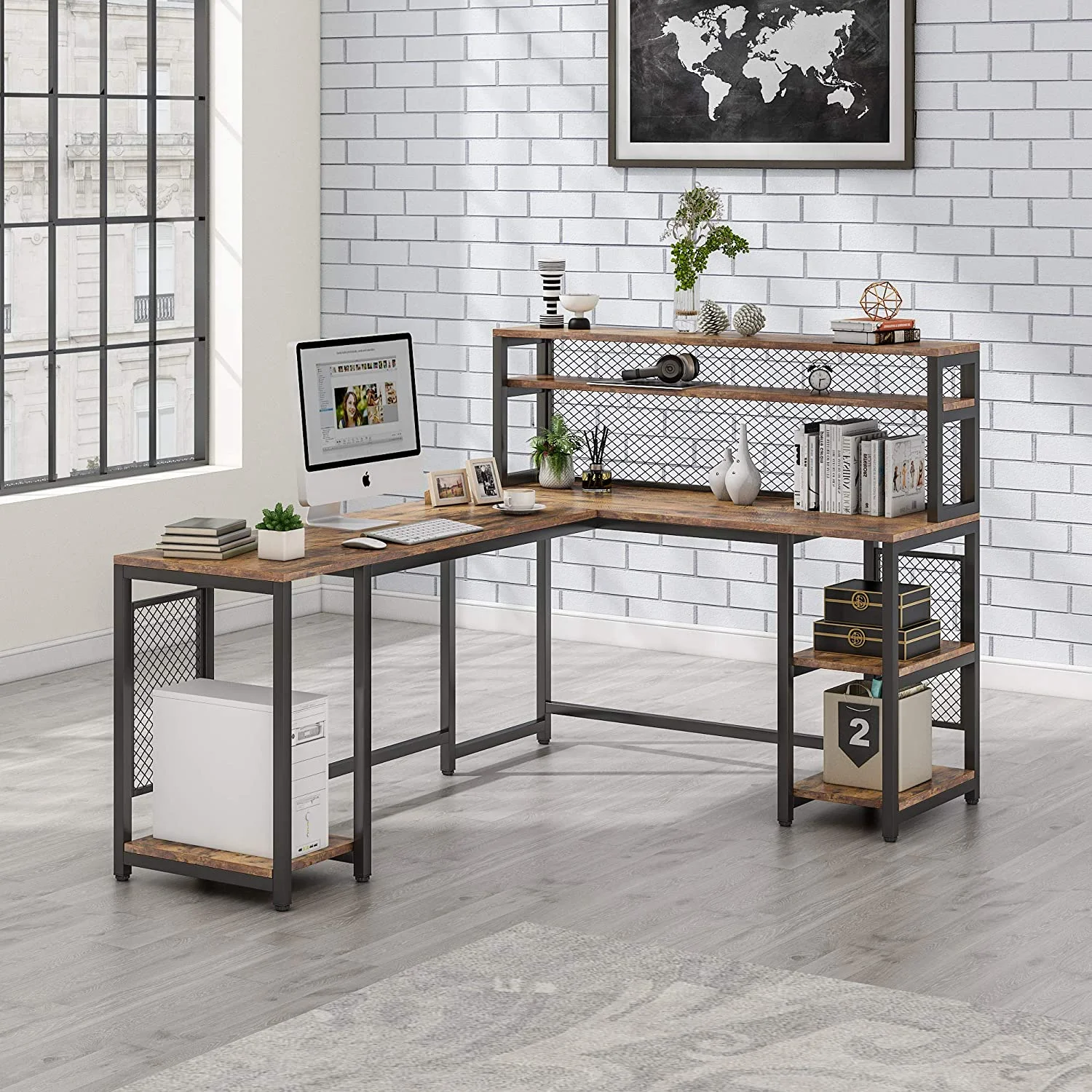 Tribesigns 67" Large Computer Desk with Hutch