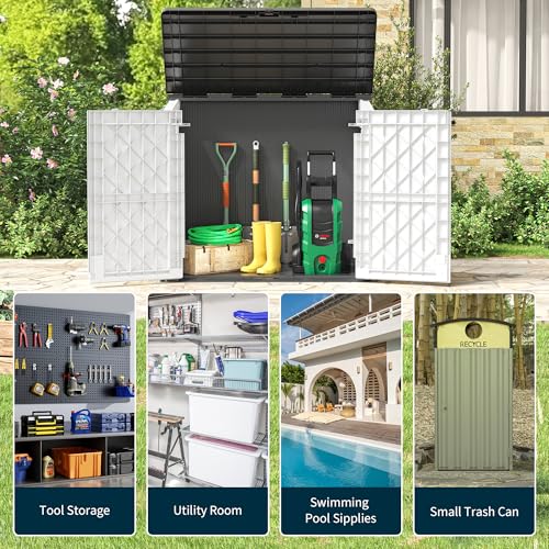 Outdoor Resin Storage Shed 36 Cu. Ft. Garden Horizontal Storage Large Capacity Weather Resistant Storage Box