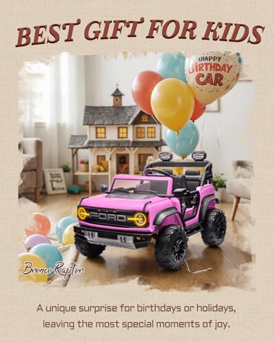 24V Ride on Toys for Big Kids, Licensed Ford Bronco Raptor 2 Seater Ride on Cars with Remote Control, Ride on Truck w/ 4-Wheeler Suspension, 3 Speeds
