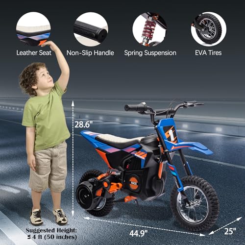 24V Kids Electric Dirt Bike 250W Motor Off-Road Motorcycle, 13.6MPH Fast Speed Powerful Motorcycle for Kids