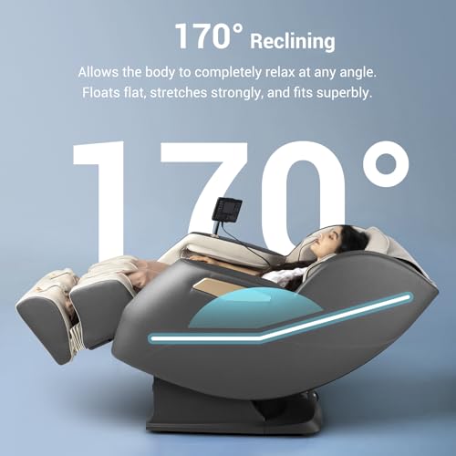 MYNTA 2025 Massage Chair Full Body, Flexible SL Track Massage Recliner Chair with Heat, 170° Zero Gravity Position, M1630 Grey