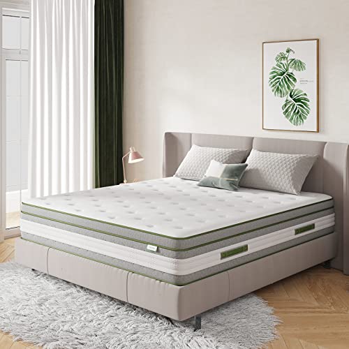 Novilla King Size Mattress 14 Inch, Hybrid Mattress King for Motion Isolation, Gel Memory Foam with Pressure Relief for Cool Night Sleep