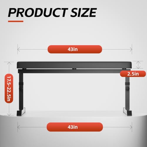 Black Flat weight Bench, Bench workout, Easy Assembly for Training Bench Press with adjustable height