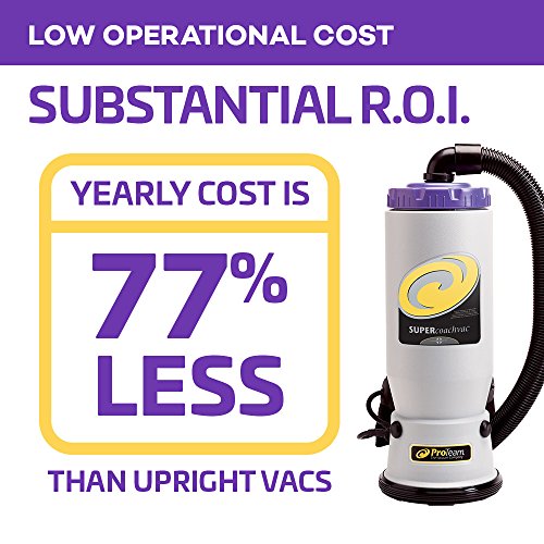 ProTeam Vacuum Backpack, Super QuarterVac HEPA Commercial Backpack Vacuum Cleaner with Small Business Kit, 6 Quart - Corded