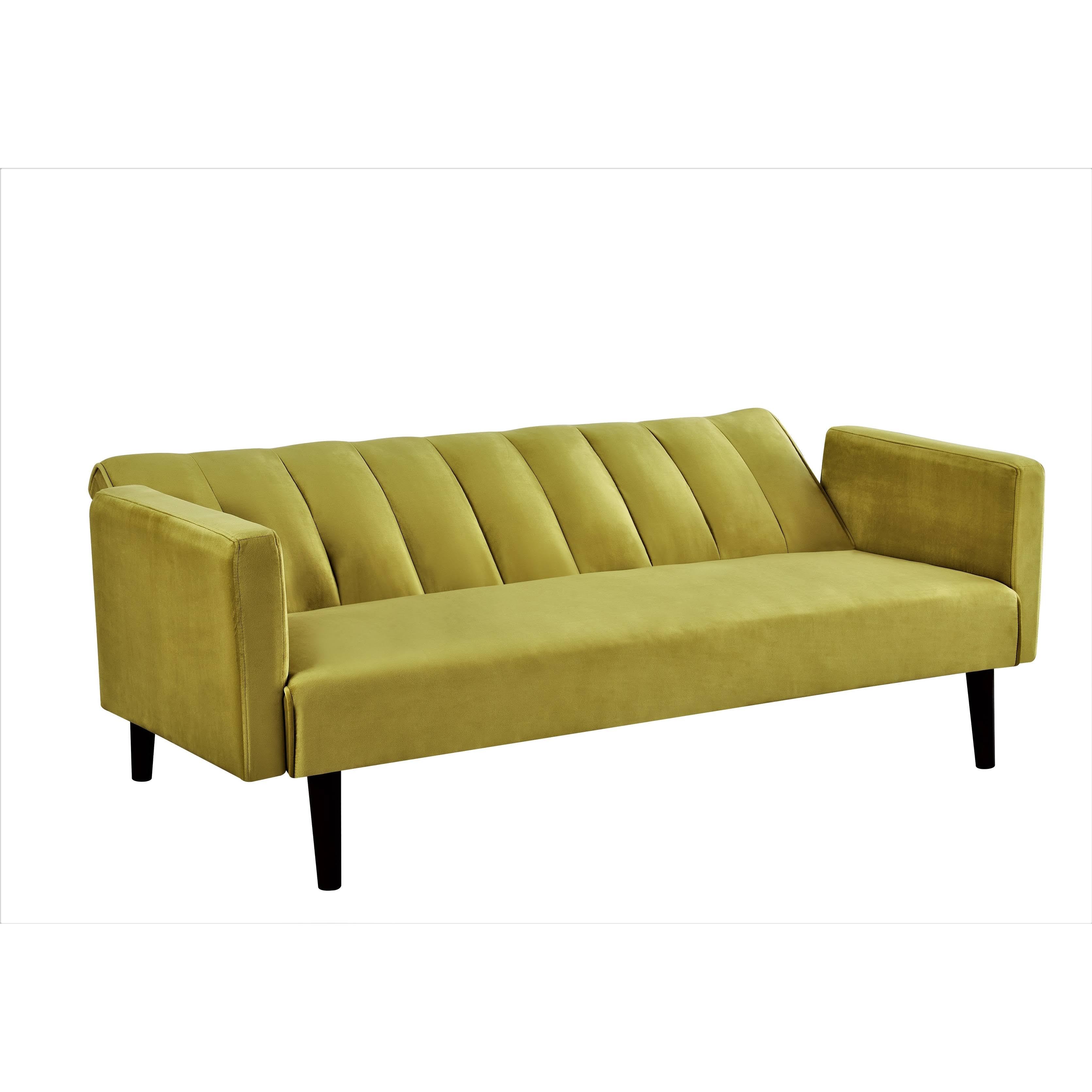 Gelbero Striped Velvet Sofa Bed Sleeper - Green