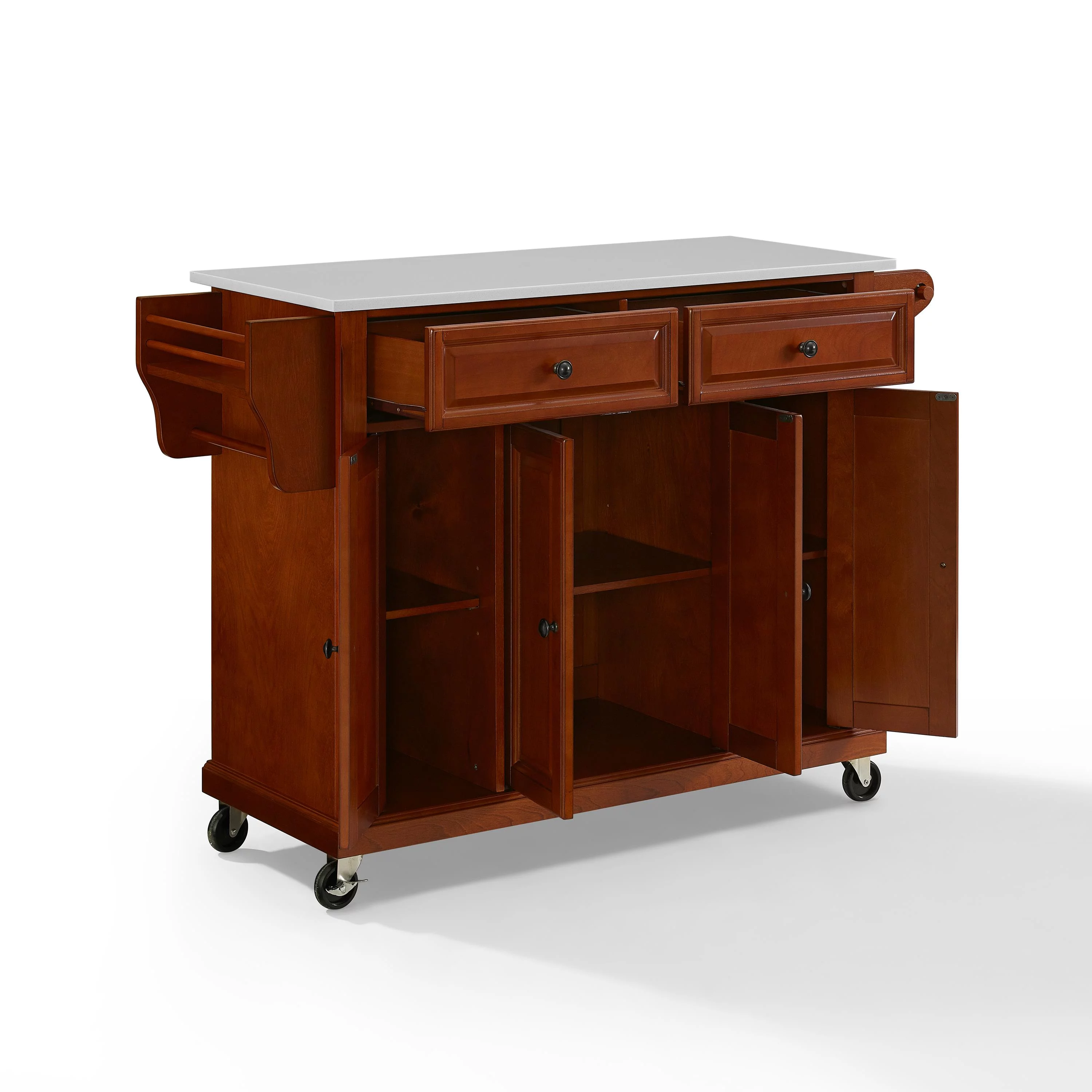 Crosley Furniture Wood Granite Top Kitchen Cart in Cherry/Gray