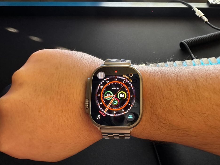 Apple Watch Ultra [GPS + Cellular 49mm] Smart Watch wRugged Titanium Case & Orange Alpine Loop Medium