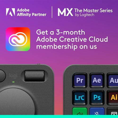 Logitech MX Creative Console, 9 Customizable LCD Keys, Stream Deck Accessories, Control Dial for Graphic Design, Adobe, Zoom, Spotify - Graphite