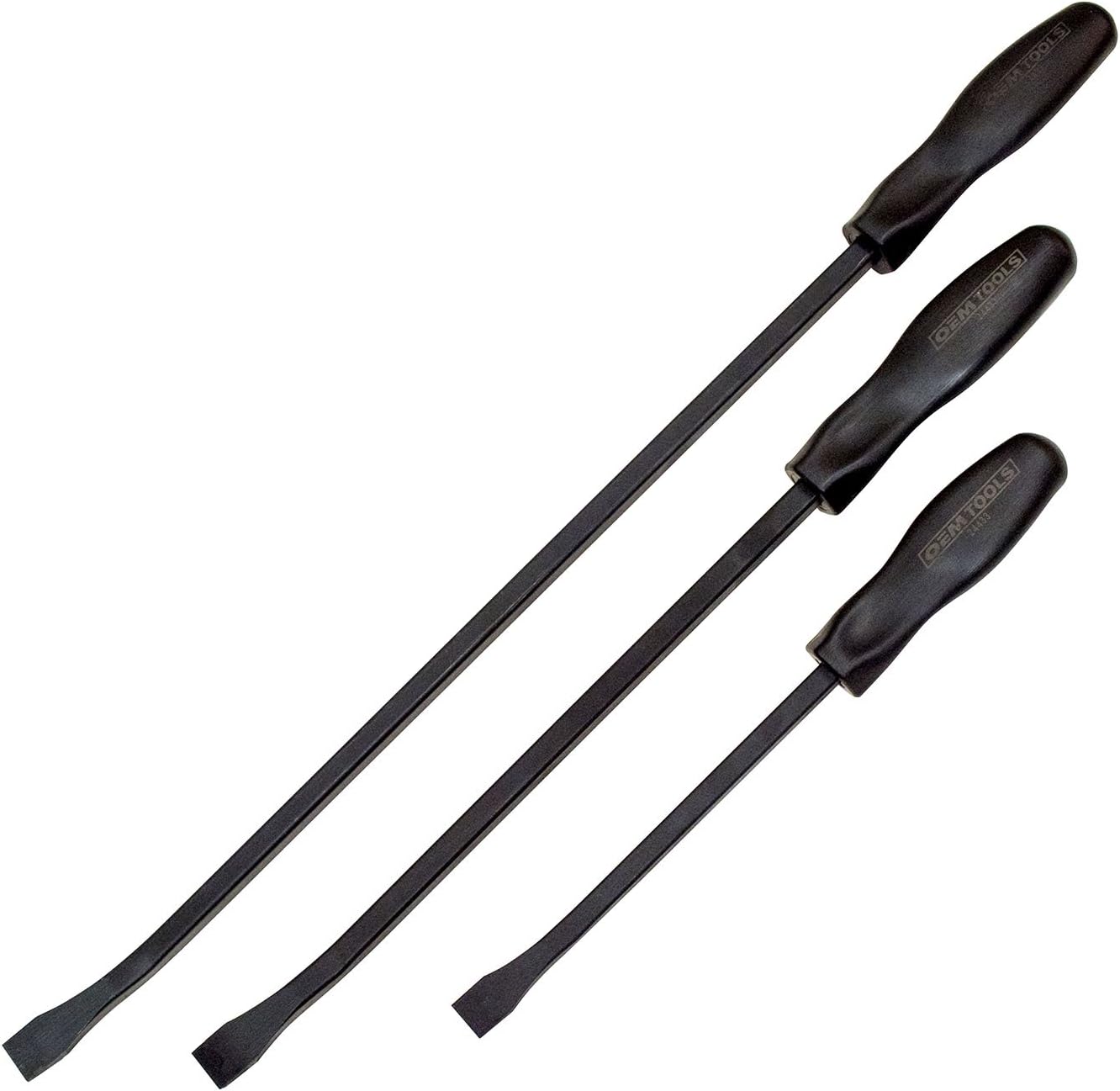 OEMTOOLS 24433 3 Piece Pry Bar Set, Pry Bar Set Heavy Duty, Pry Bar 12 Inch, Pry Bar 18 Inch, Pry Bar 24 Inch, Screwdriver Pry Bar Set Pack of 2