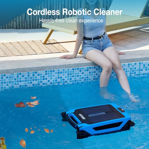 Cofiyard Robotic Pool Cleaner, Cordless Pool Skimmer Robot, Solar Powered & Rechargeable Battery, Samrt Control Pool Surface Cleaner