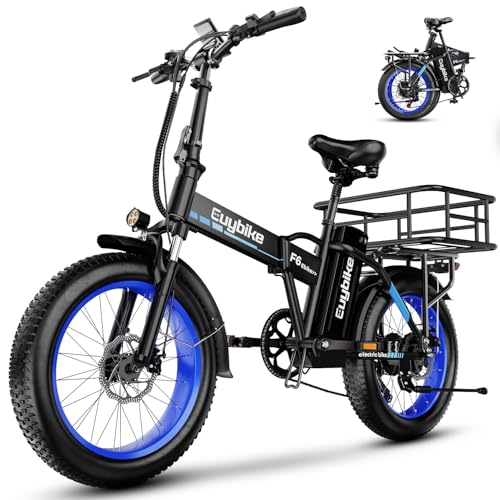 1000W Folding Electric Bike,48V 20AH Removable Battery E Bike,30+MPH,80 Miles Max Range Electric Bike for Adults,20" Fat Tire Foldable ebike