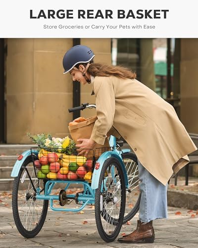 Viribus Electric Tricycle for Adults, 24 inch Electric Trike 250W(Peak 500W) with 468Wh Removable Battery, Motorized Adult Tricycle