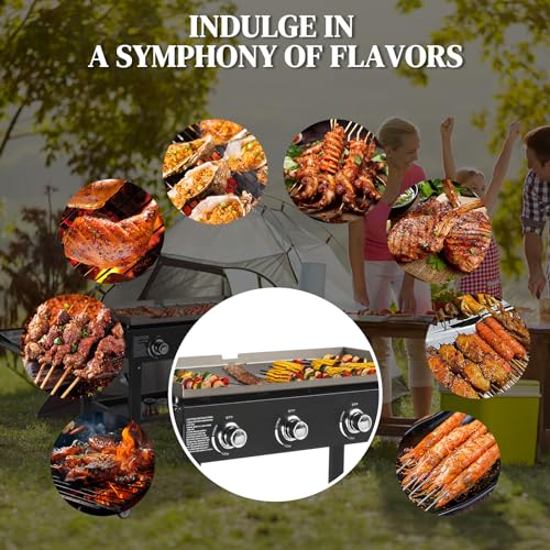 Outvita 2 Burner Portable Flat Top Gas Grill, 28" Propane Griddle, 30,000 BTU
