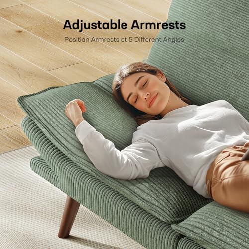 Marsail Futon Sofa Bed, Futon Couch with Adjustable Backrest & Armrests, Convertible Small Sleeper Sofa Bed for Small Apartments, Study Room, Office