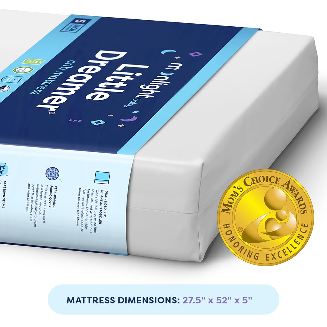 Moonlight Slumber Little Dreamer Crib Mattress - Firm, Dual Sided, Standard Size, Waterproof, 5in.