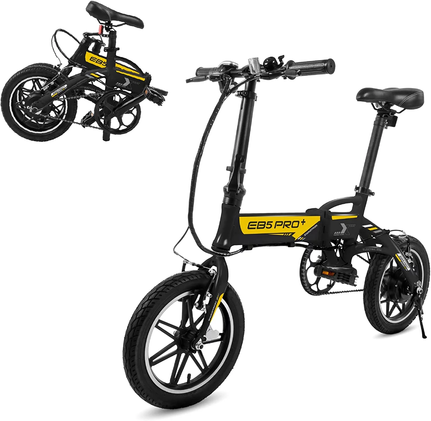 Swagtron Swagcycle EB5 Pro Plus Lightweight Aluminum Folding Electric Bike with Pedals (Recertified)