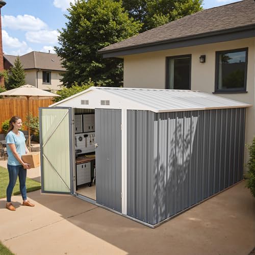 Greesum 5×3 FT Outdoor Storage Shed, Metal Storaged Sheds Without Floor, Tool Sheds with Lockable Doors and Sloping Roof for Garden, Patio, Backyard