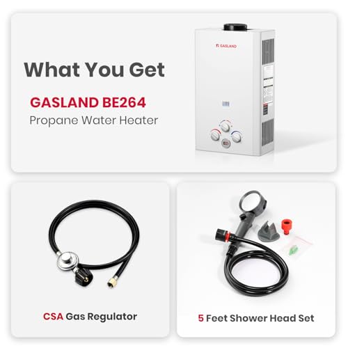 GASLAND BE158 Propane Tankless Water Heater 6L, Outdoor Portable Hot Water Heater, Overheating Protection, Easy to Install