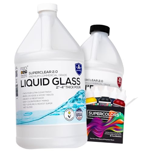 Deep Pour Epoxy Resin Liquid Glass 3 Gallon Kit, 2-4 inch Super Clear Flow Casting Resin Kit, High Temp Heat UV Resistant Epoxy