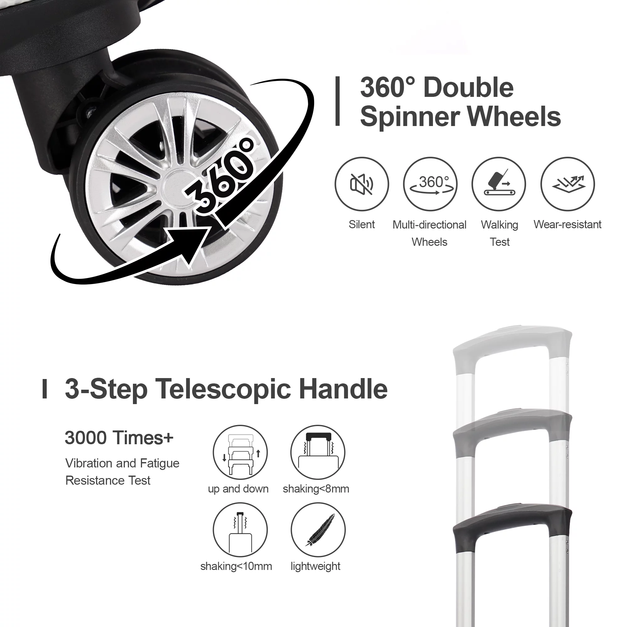 GinzaTravel Expandable Luggage 3 Piece Sets Hard Shell Suitcase Set with Double Spinner Wheels,TSA Lock