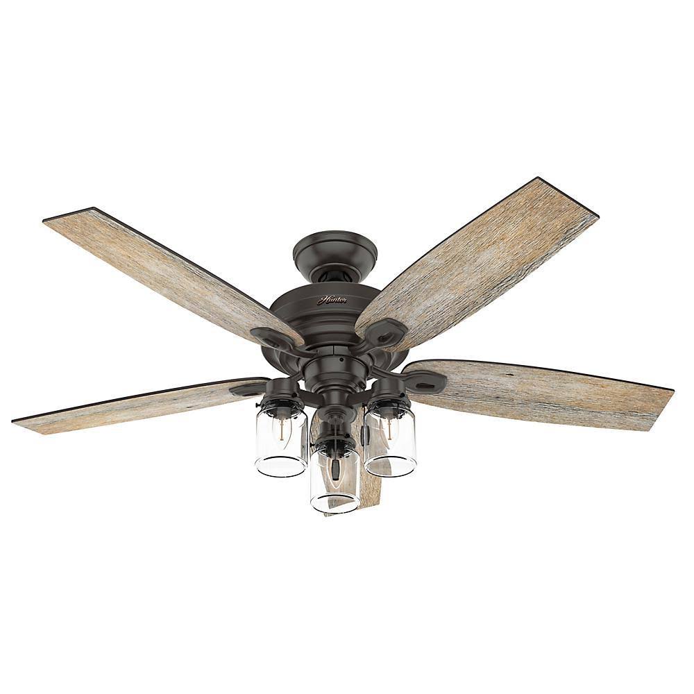 Hunter Crown Canyon II 52 in. LED Indoor Noble Bronze Ceiling Fan with Light Kit 50427