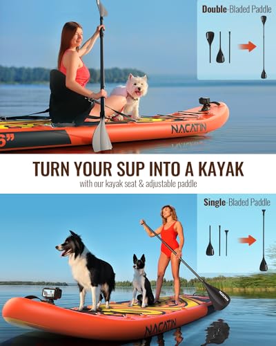 Inflatable Stand Up Paddle Board 12' with Kayak Seat & Dual Paddles &ndash