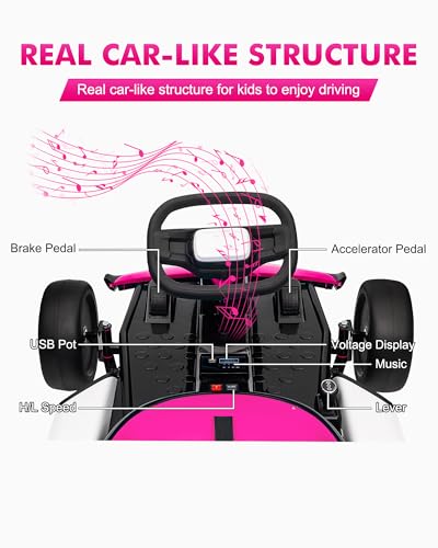 24V Go Kart for Kids 6-12 Year Old,Child Electric Drift Go-Kart with Music Mode,Electric Drifting Go Cart with Powerful Motor for 6+ Years Kid