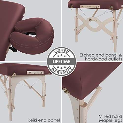 EARTHLITE Portable Massage Table Package AVALON – Reiki Endplate, Premium Flex-Rest Face Cradle & Strata Cushion, Carry Case (30”x73”)