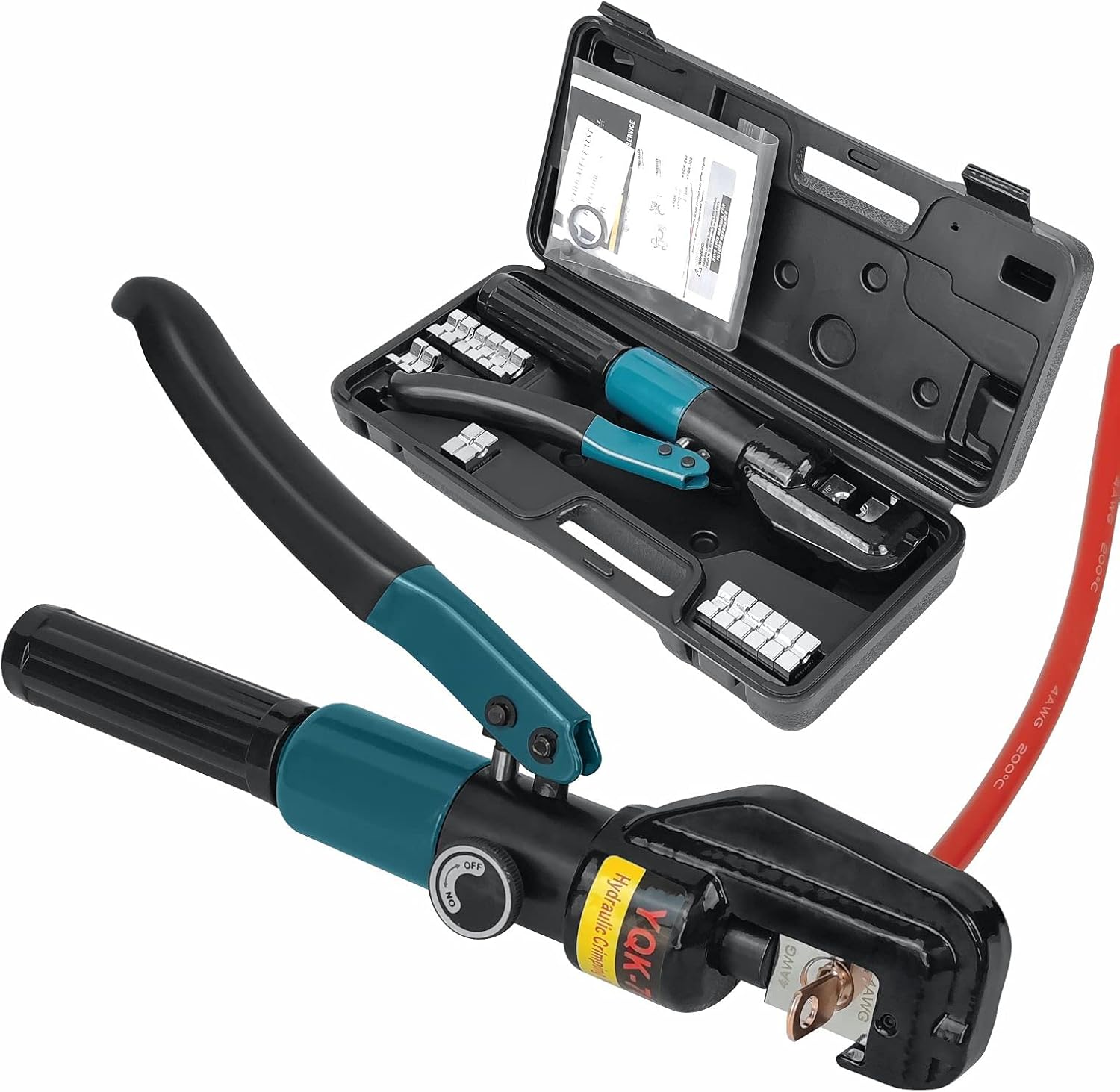 Industrial Hydraulic Cable Lug Crimper 16TON 9 AWG to 600 MCM Electrical Terminal Cable Wire Tool Kit Includes 13 pairs of Die Sets