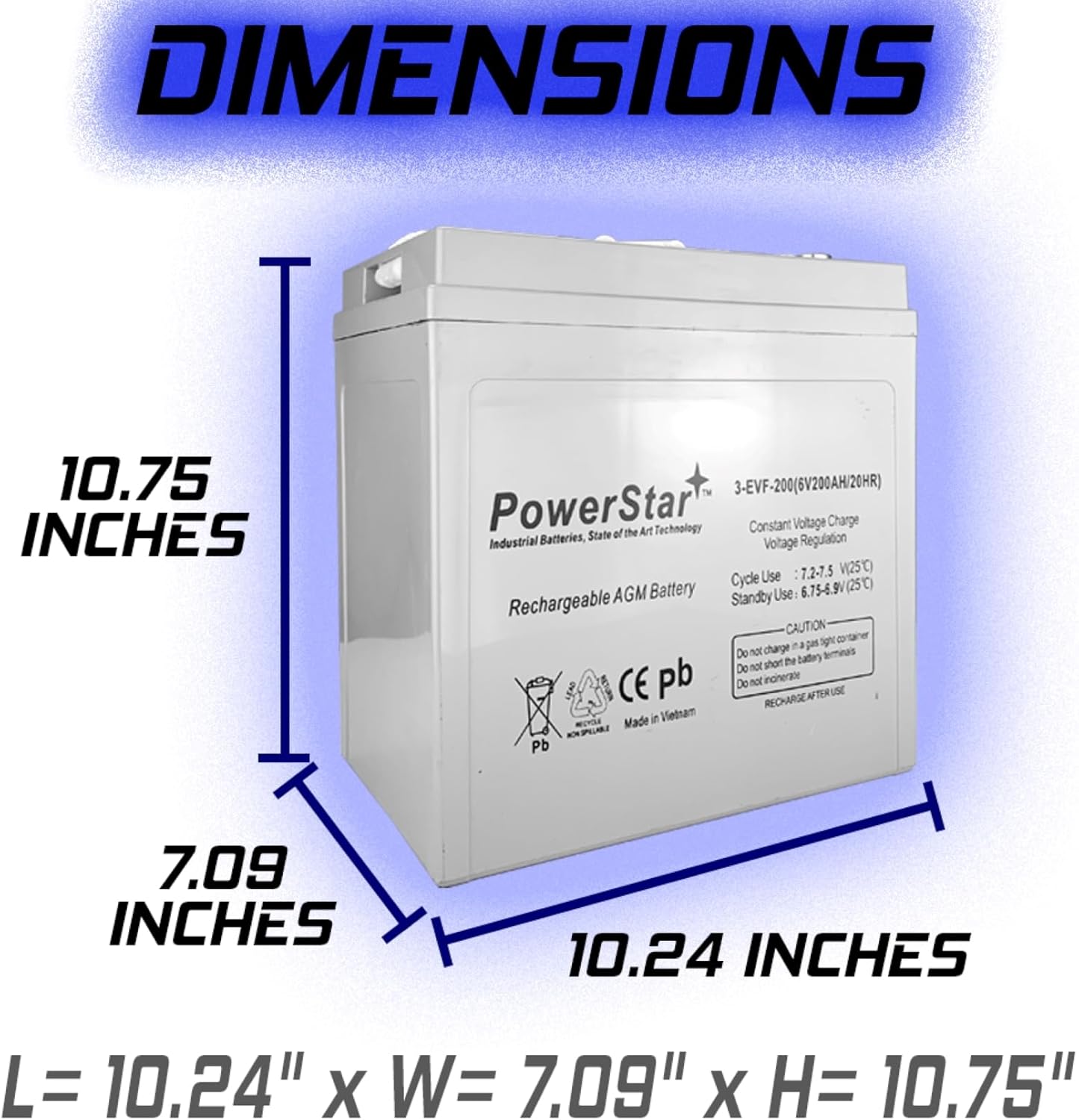 PowerStar Relplacement for Trojan T-105 GC2 6V 200Ah Deep Cycle Flooded Lead Acid Battery x2