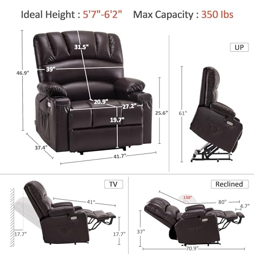 MCombo Oversized Power Lift Recliner Chair for Elderly, Lift Chair with Heat and Massage, Lift Recliner for Big and Tall, Cup Holders