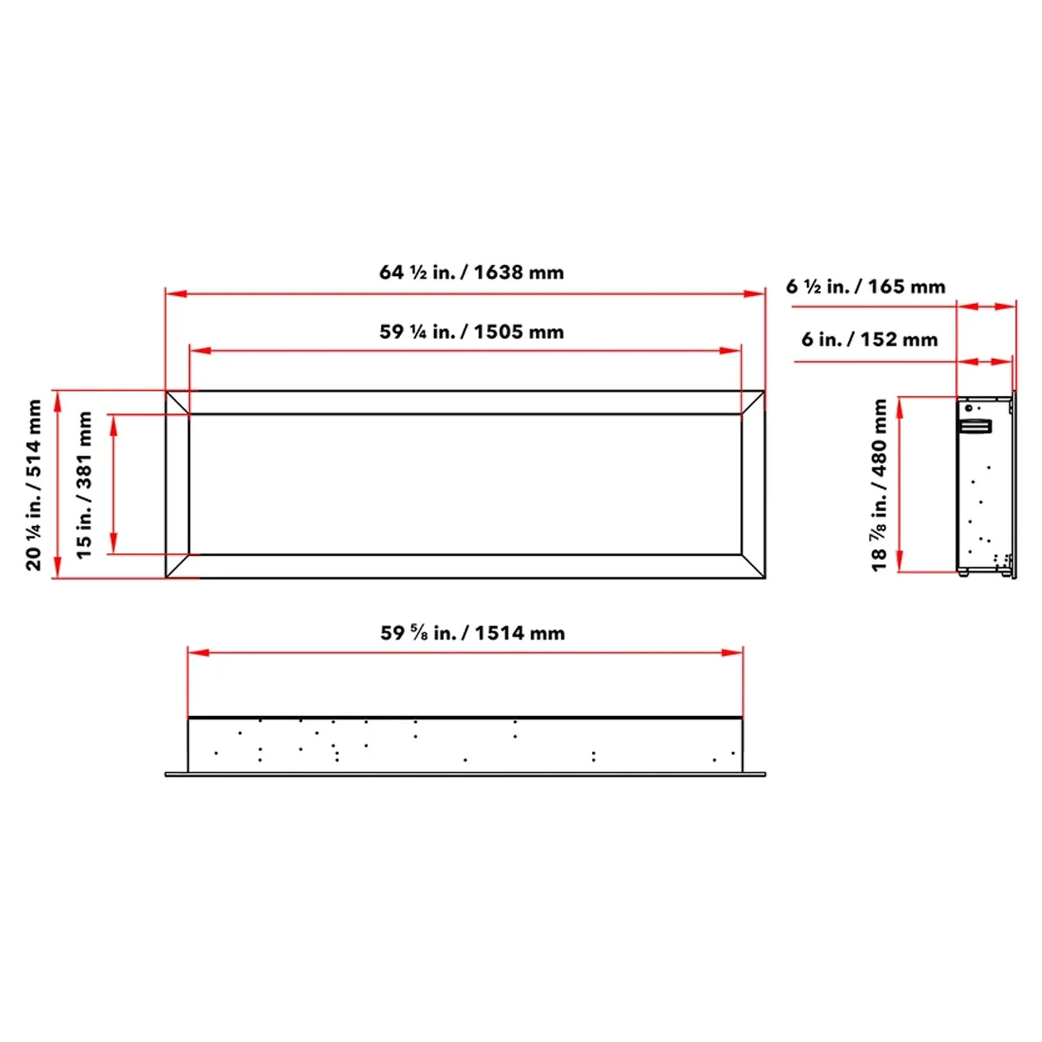 Dynasty Fireplaces Cascade BTX64 64.50 Inch Electric Wall Fireplace Decor