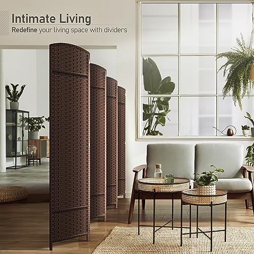 Sorbus 8-Panel Black Room Divider with Double Hinged Panels, 6 ft Tall Folding Privacy Screen
