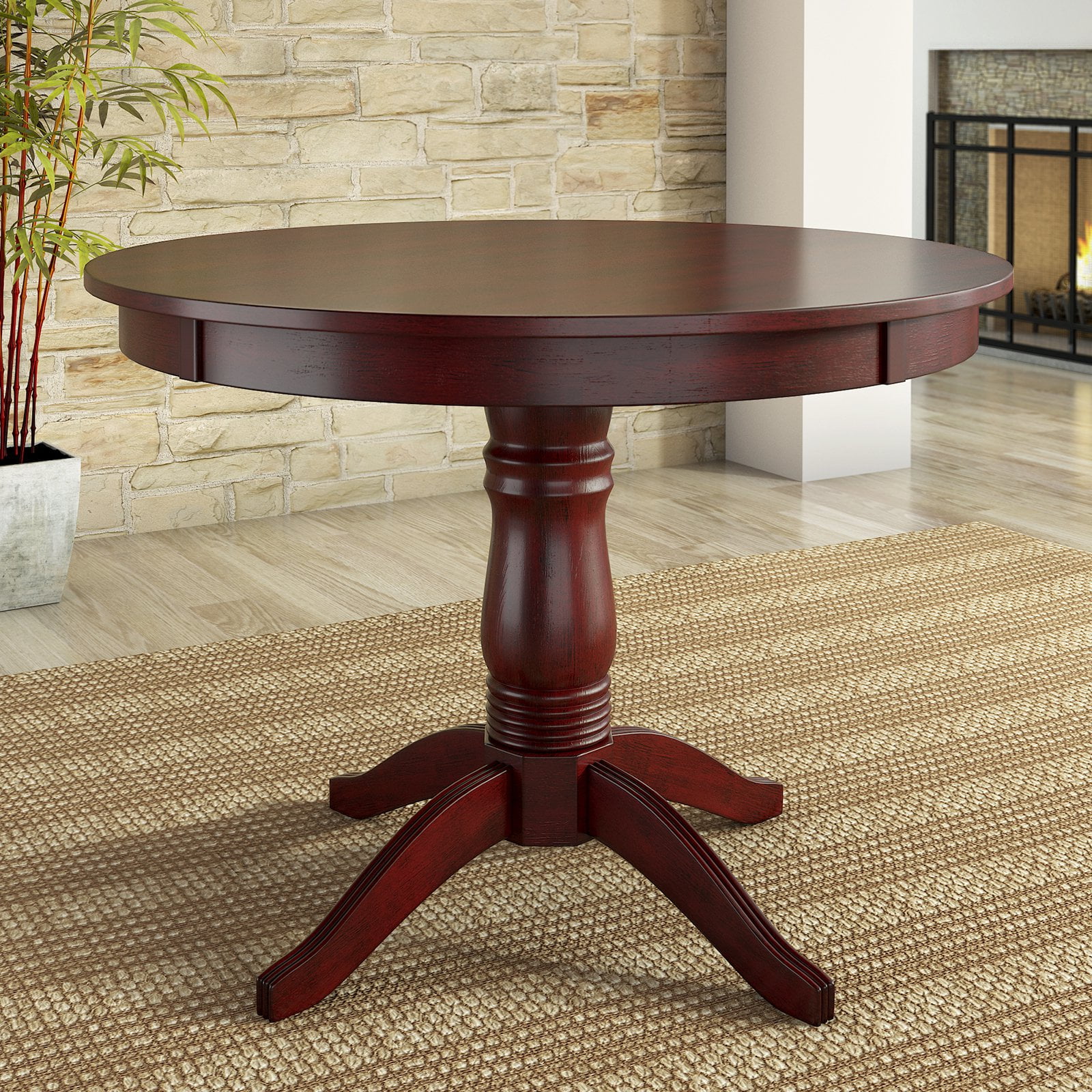 Lexington 42" Round Wood Pedestal Base Dining Table, Berry Red