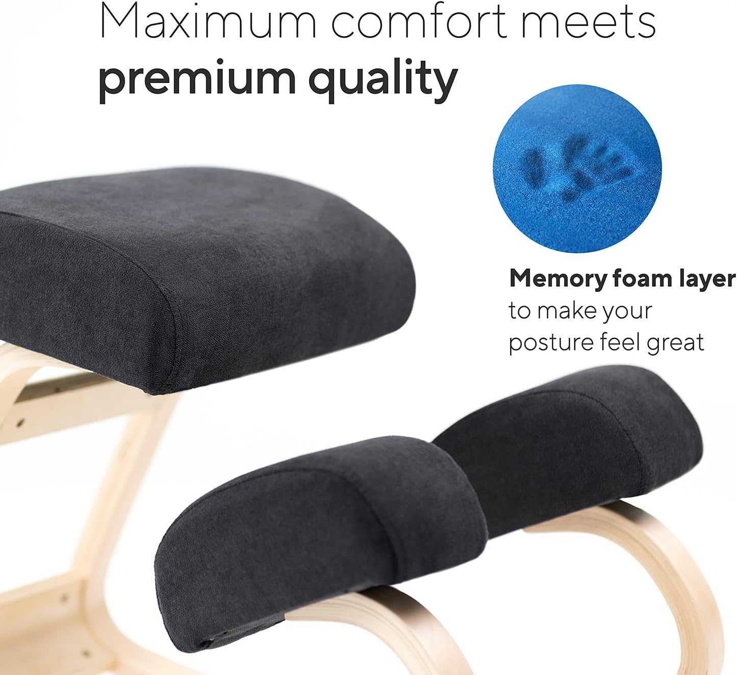Luxton Memory Foam Ergonomic Kneeling Chair - Posture Support Comfortable Padded Office Desk Chair - Angled Rocking Stool & Balancing Seat