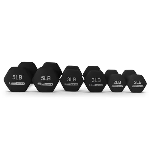 HolaHatha Neoprene Dumbbell Free Hand Weight Set with Rack, Ideal for Home Exercises to Gain Tone and Definition