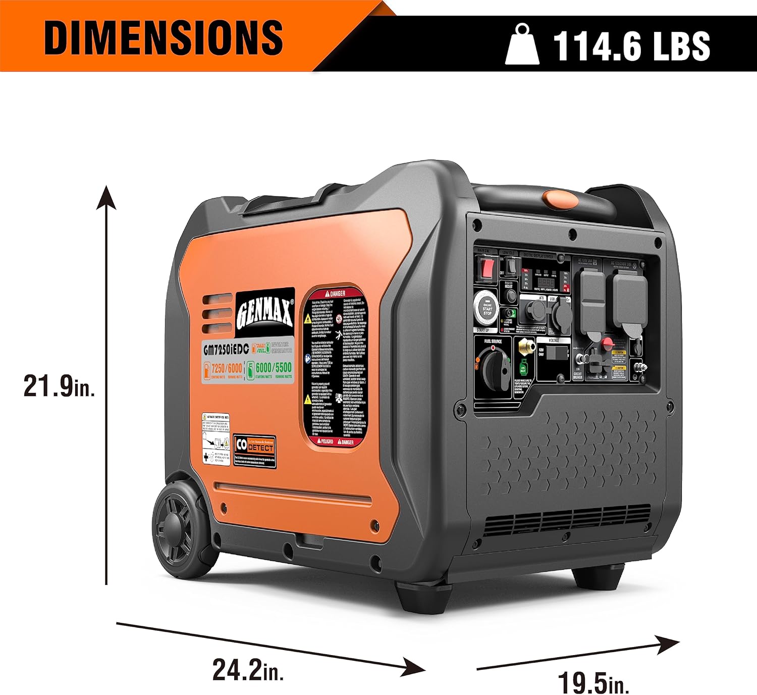 GENMAX Portable Generator, 7250W Super Quiet Dual Fuel Portable Engine with Parallel Capability, Remote/Electric Start